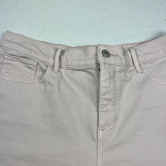 Express Womens Shortie High Rise Denim Shorts Pink Hyper Stretch Frayed Size 12 - Picture 3 of 12